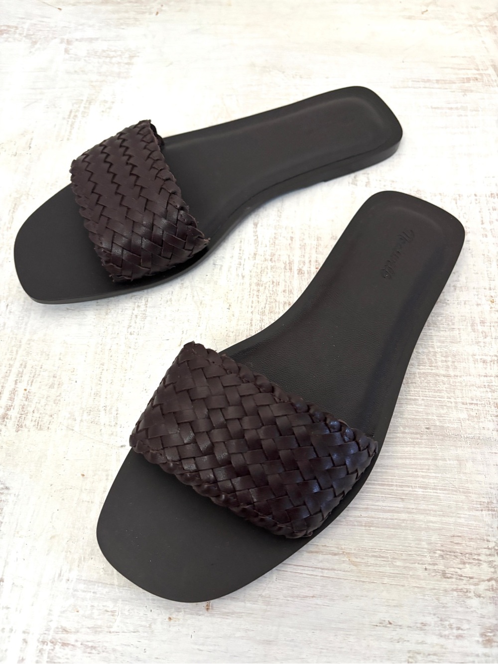 Madewell Cora Slide Sandal Woven Leather Dark Brown Size 8.5 - Picture 4 of 10